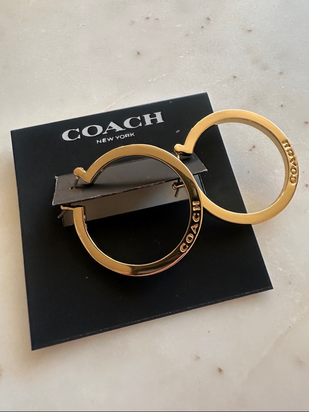 Coach Gold-Tone Signature Hoop Earrings